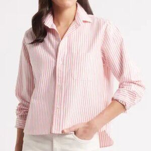 Frank & Eileen Untuckable Button-Up Shirt X-Small, CORAL STRIPE